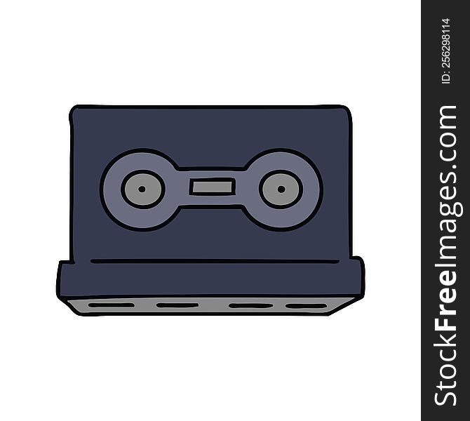 hand drawn cartoon doodle of a retro cassette tape