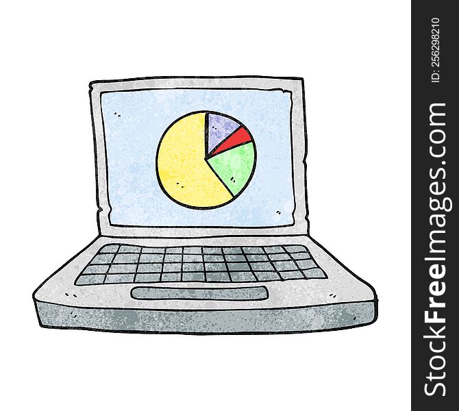 Textured Cartoon Laptop Computer With Pie Chart