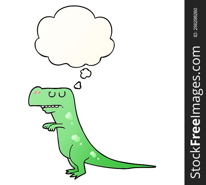 Cartoon Dinosaur And Thought Bubble In Smooth Gradient Style