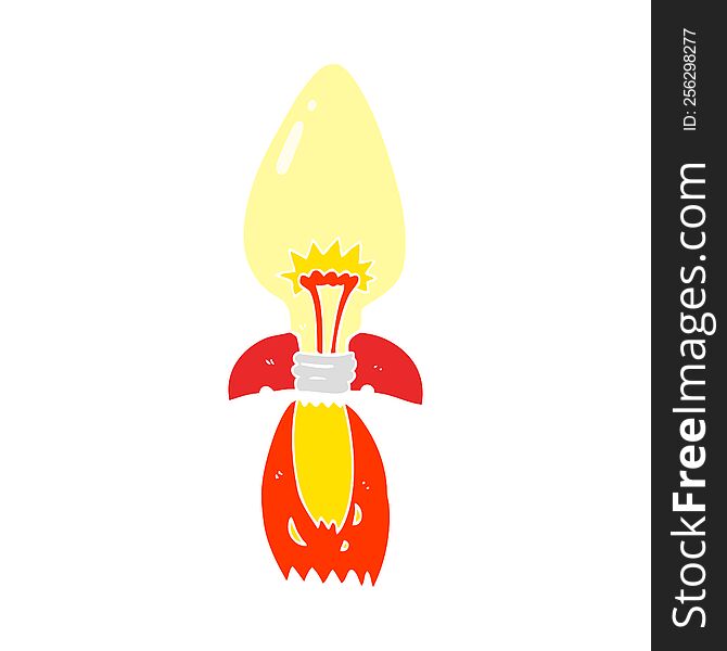 Flat Color Illustration Of A Cartoon Amazing Rocket Ship Of An Idea