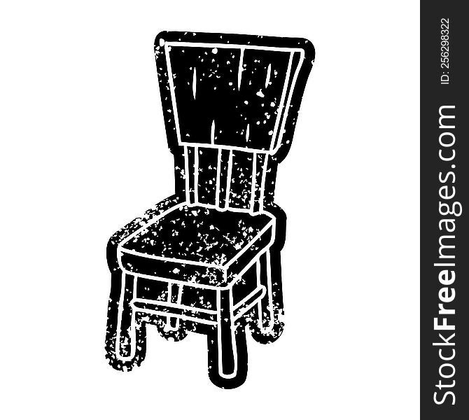 Grunge Icon Drawing Of A  Wooden Chair
