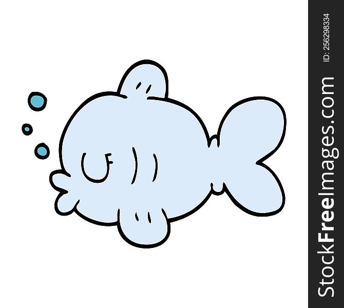 cartoon doodle fish swimming