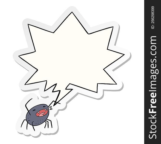 Cartoon Halloween Spider And Speech Bubble Sticker