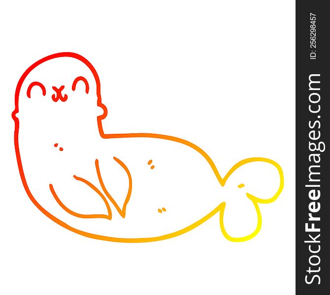 Warm Gradient Line Drawing Cartoon Seal