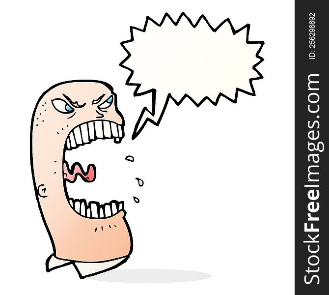 Cartoon Furious Man Shouting With Speech Bubble