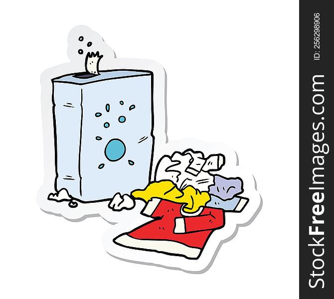 sticker of a cartoon washing powder and laundry