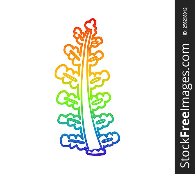 Rainbow Gradient Line Drawing Cartoon Plant