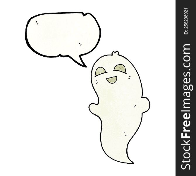 Speech Bubble Textured Cartoon Halloween Ghost