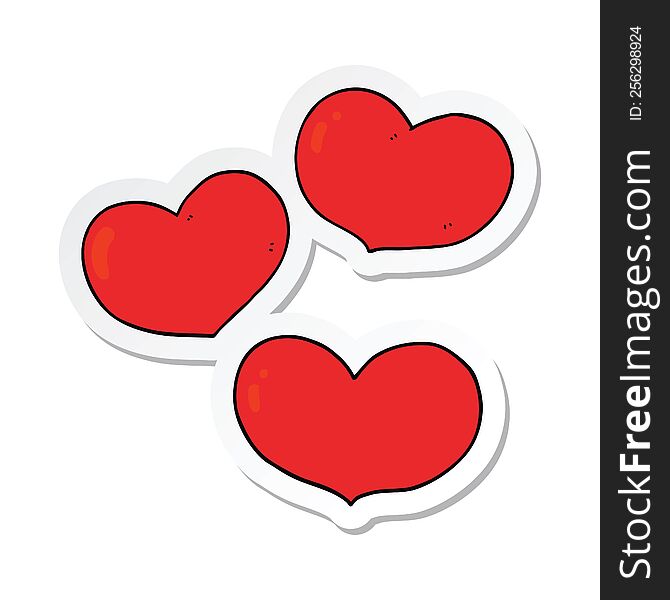 sticker of a cartoon love hearts