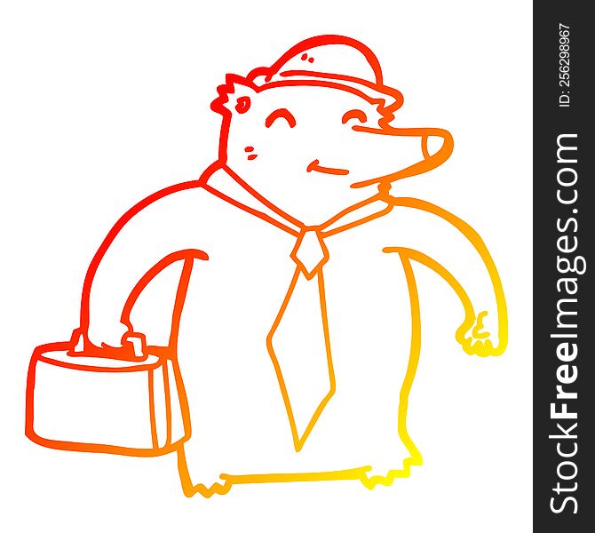 Warm Gradient Line Drawing Cartoon Business Bear