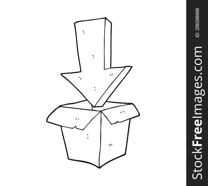 black and white cartoon empty box with arrow