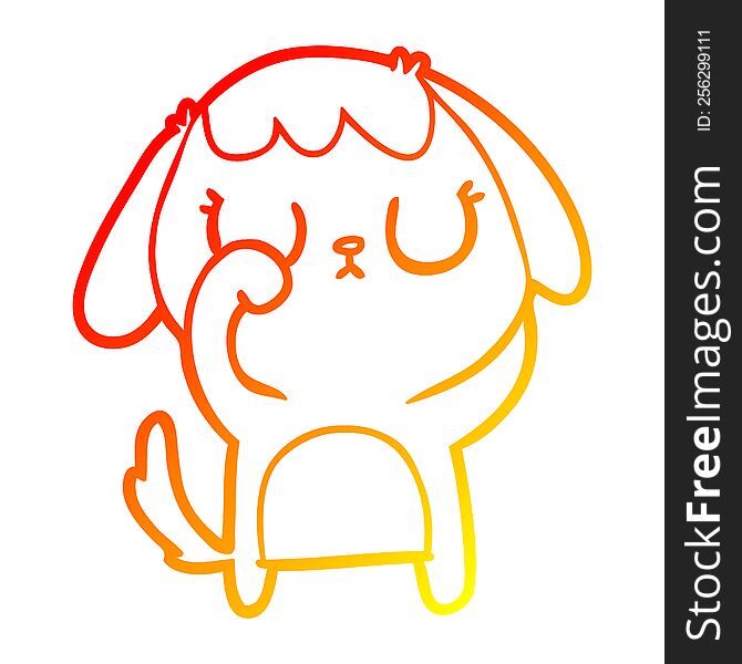 Warm Gradient Line Drawing Cute Cartoon Dog