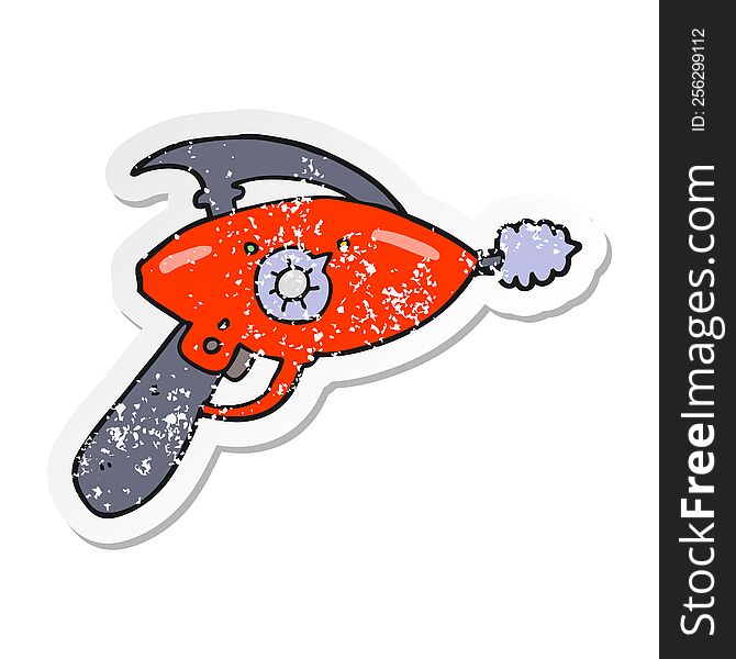 distressed sticker of a cartoon ray gun