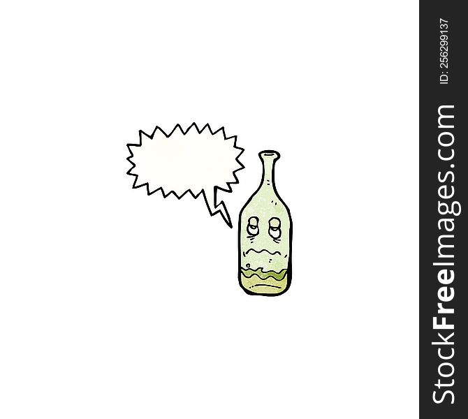 cartoon wine bottle with speech bubble
