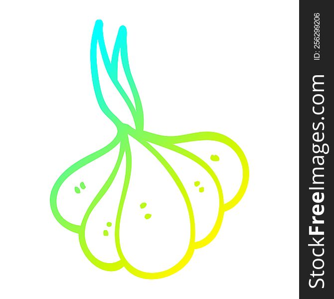 Cold Gradient Line Drawing Cartoon Sprouting Garlic