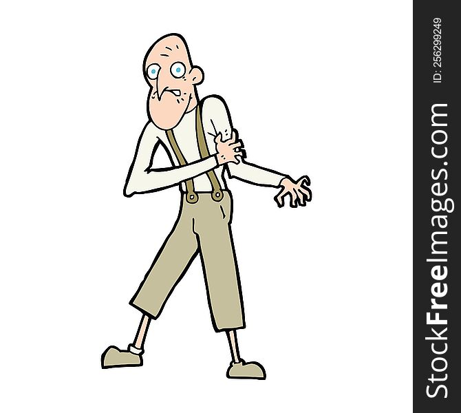 Cartoon Old Man Having Heart Attack