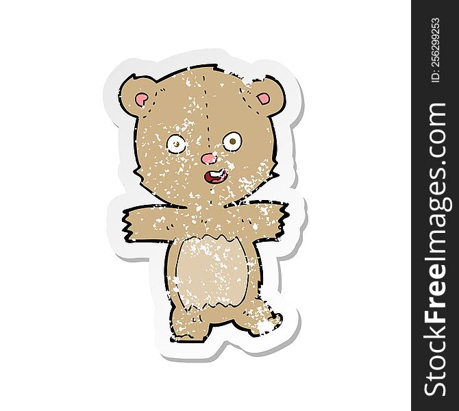 Retro Distressed Sticker Of A Cartoon Dancing Teddy Bear