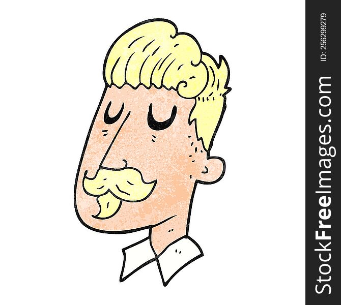 Textured Cartoon Man With Mustache