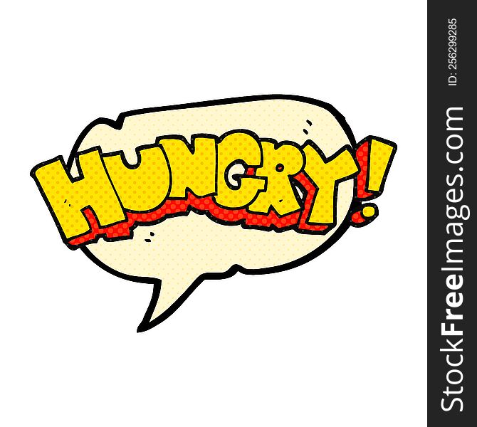 freehand drawn comic book speech bubble cartoon hungry text