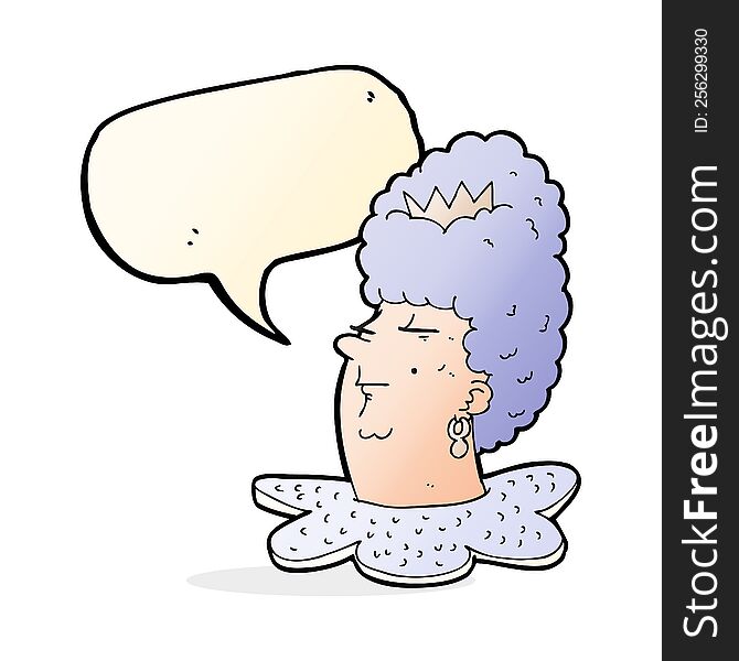 cartoon queen head with speech bubble