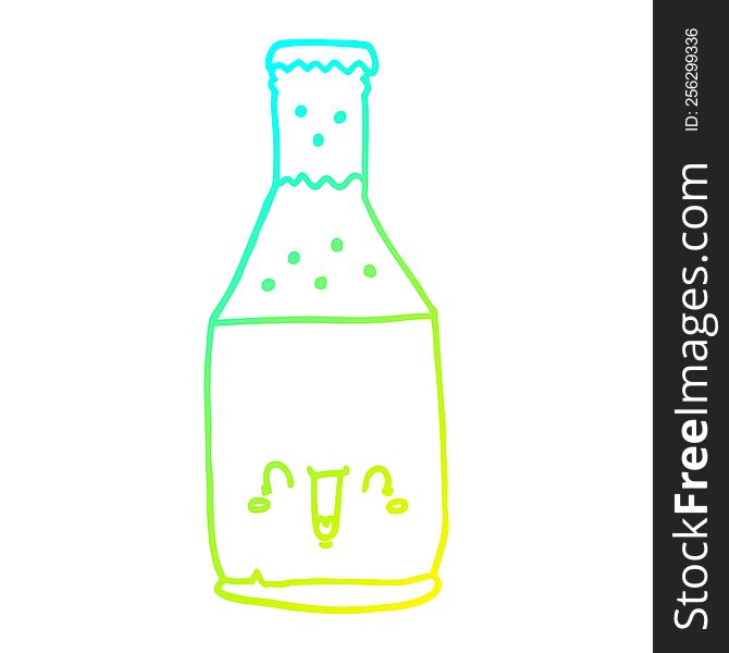 cold gradient line drawing cartoon beer bottle