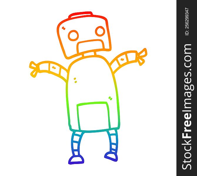 Rainbow Gradient Line Drawing Cartoon Robot Dancing