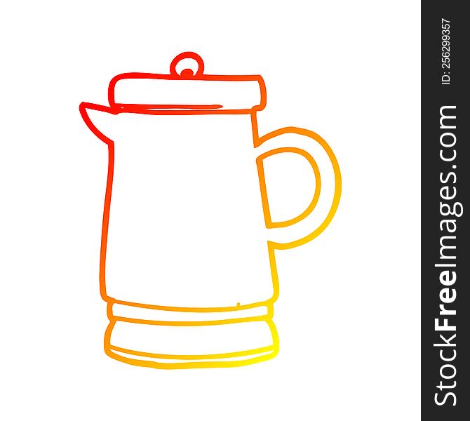 warm gradient line drawing of a old metal kettle