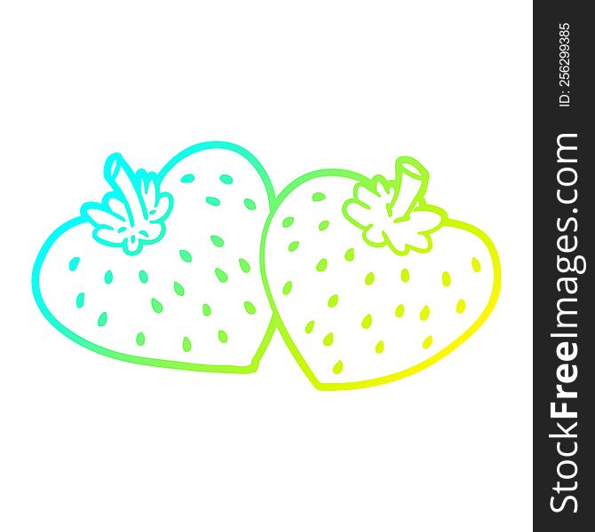cold gradient line drawing of a cartoon strawberries