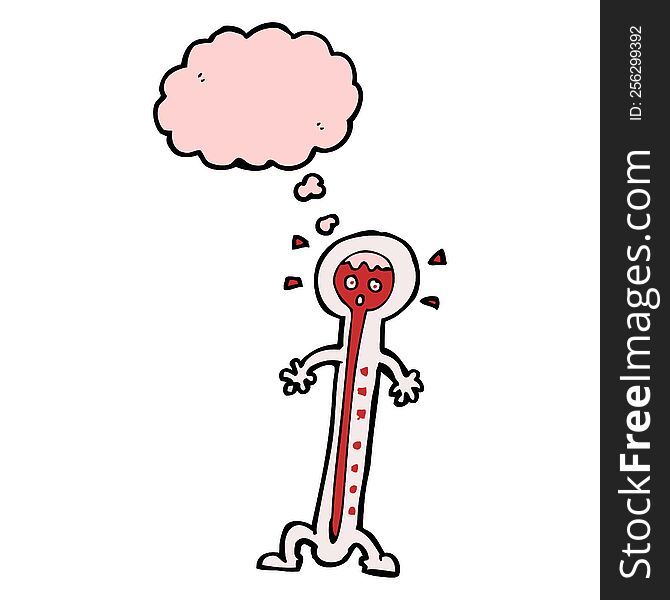 Cartoon Hot Thermometer With Thought Bubble