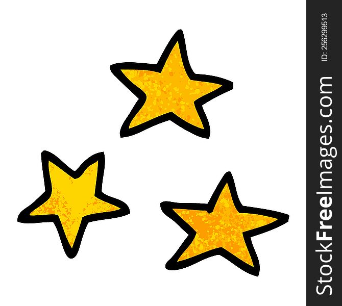 Grunge Textured Illustration Cartoon Of Three Stars