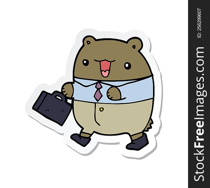 sticker of a cute cartoon business bear