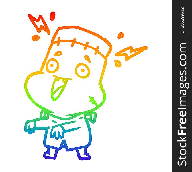 Rainbow Gradient Line Drawing Undead Monster Creation Man
