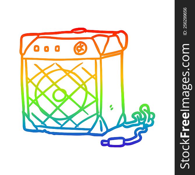 rainbow gradient line drawing of a electric guitar amp