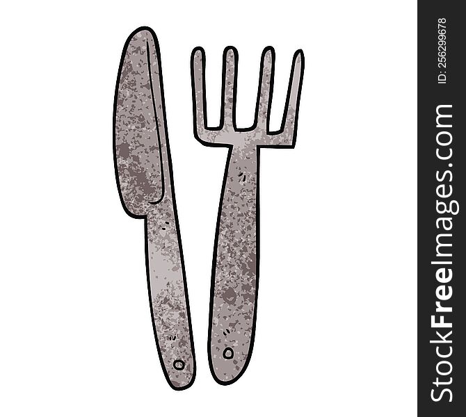 cartoon doodle knife and fork