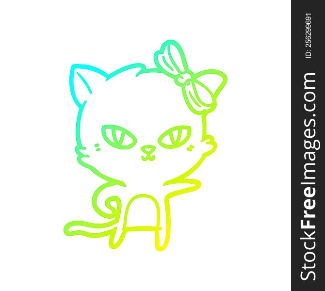 cold gradient line drawing cute cartoon cat