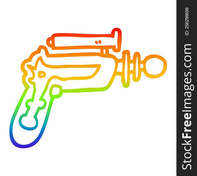 rainbow gradient line drawing of a cartoon ray gun