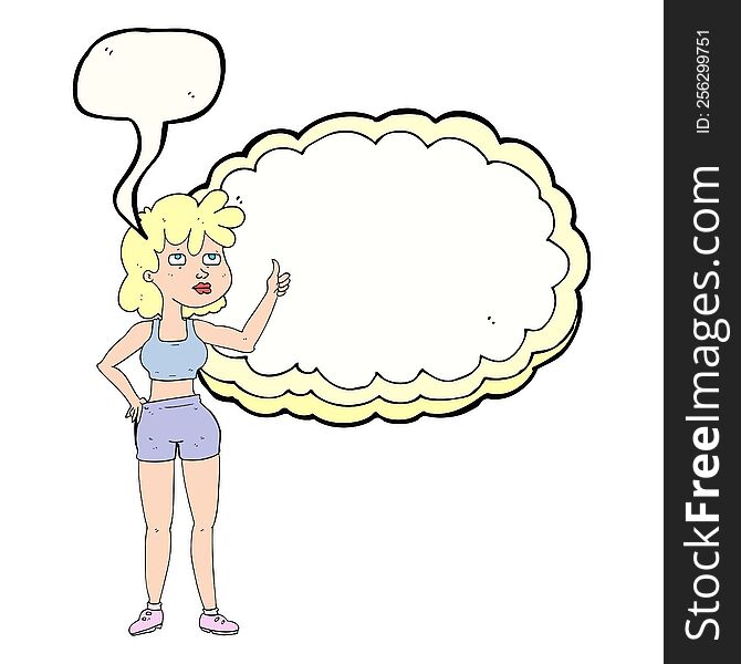 speech bubble cartoon gym woman