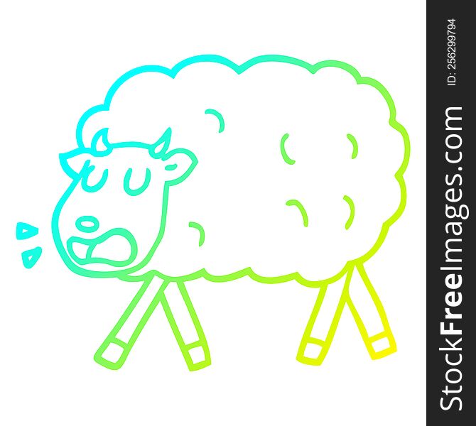 cold gradient line drawing of a cartoon sheep
