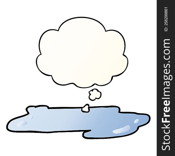 cartoon water puddle and thought bubble in smooth gradient style