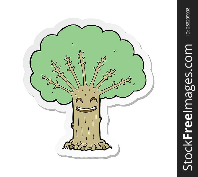 sticker of a cartoon happy tree
