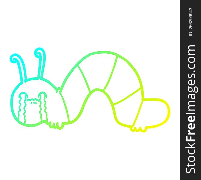 Cold Gradient Line Drawing Cartoon Caterpillar Obsessing Over His Regrets