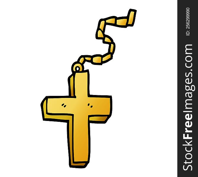 cartoon doodle gold crucifix