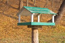 Wooden Bird Feeder In The Park Stock Photography
