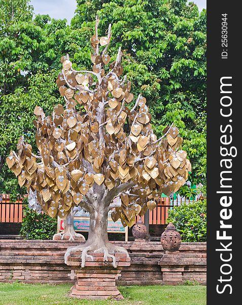 The golden tree in Thai temple at Chiangmai Thailand