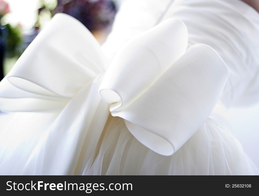 Detail of bridal dress from back