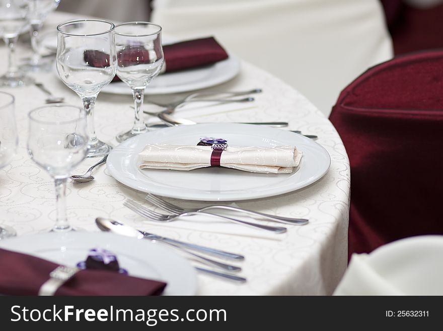 Elegant decoration of table in a restaurant