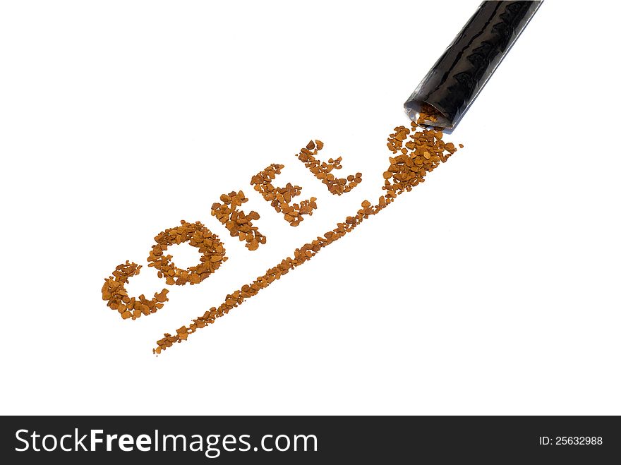Soluble coffee sticker (isolated)