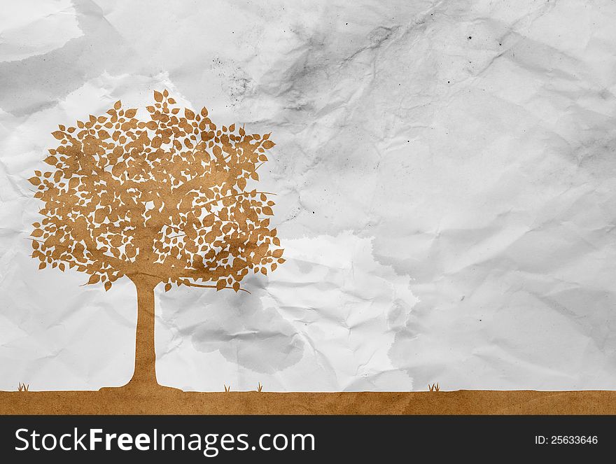 Tree On White Wrinkle Paper