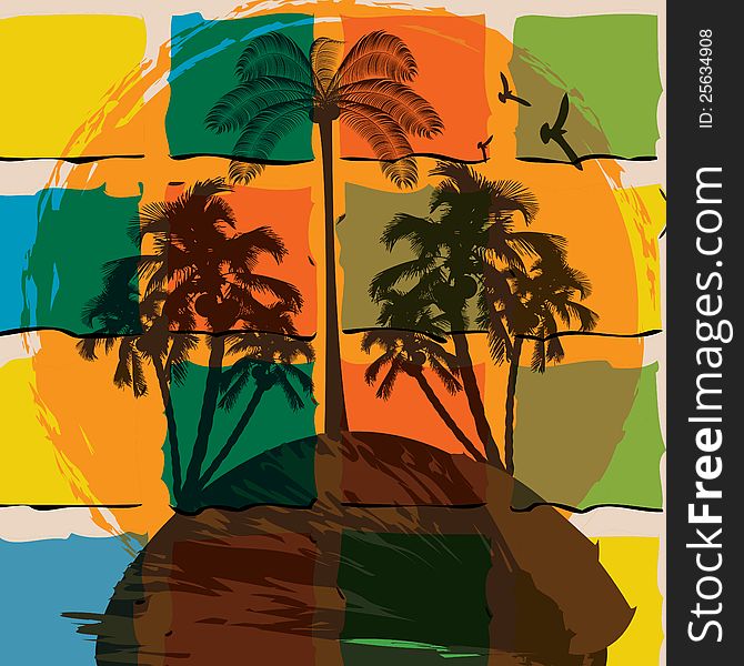 Summer tropical background with palms