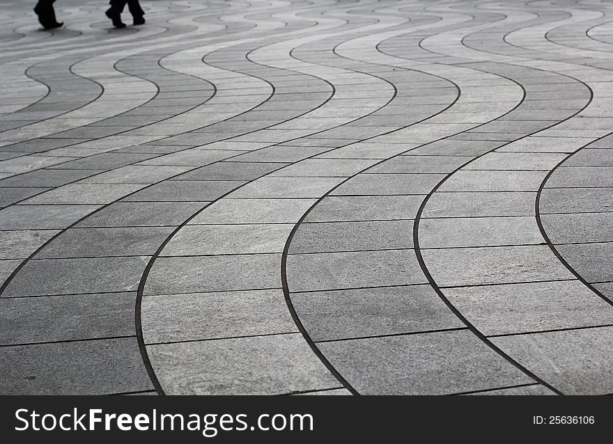 Wavy floor pattern in canary wharf